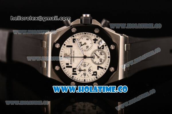 Audemars Piguet Royal Oak Offshore Miyota OS20 Quartz Steel Case with White Dial and Black Arabic Numeral Markers - PVD Bezel (EF) - Click Image to Close